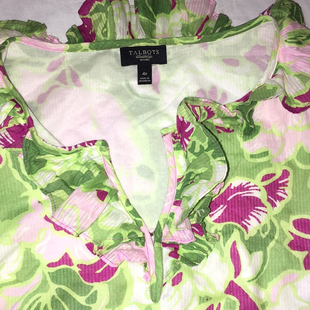 Talbots Ruffles Floral Blouse - Picture 6 of 7